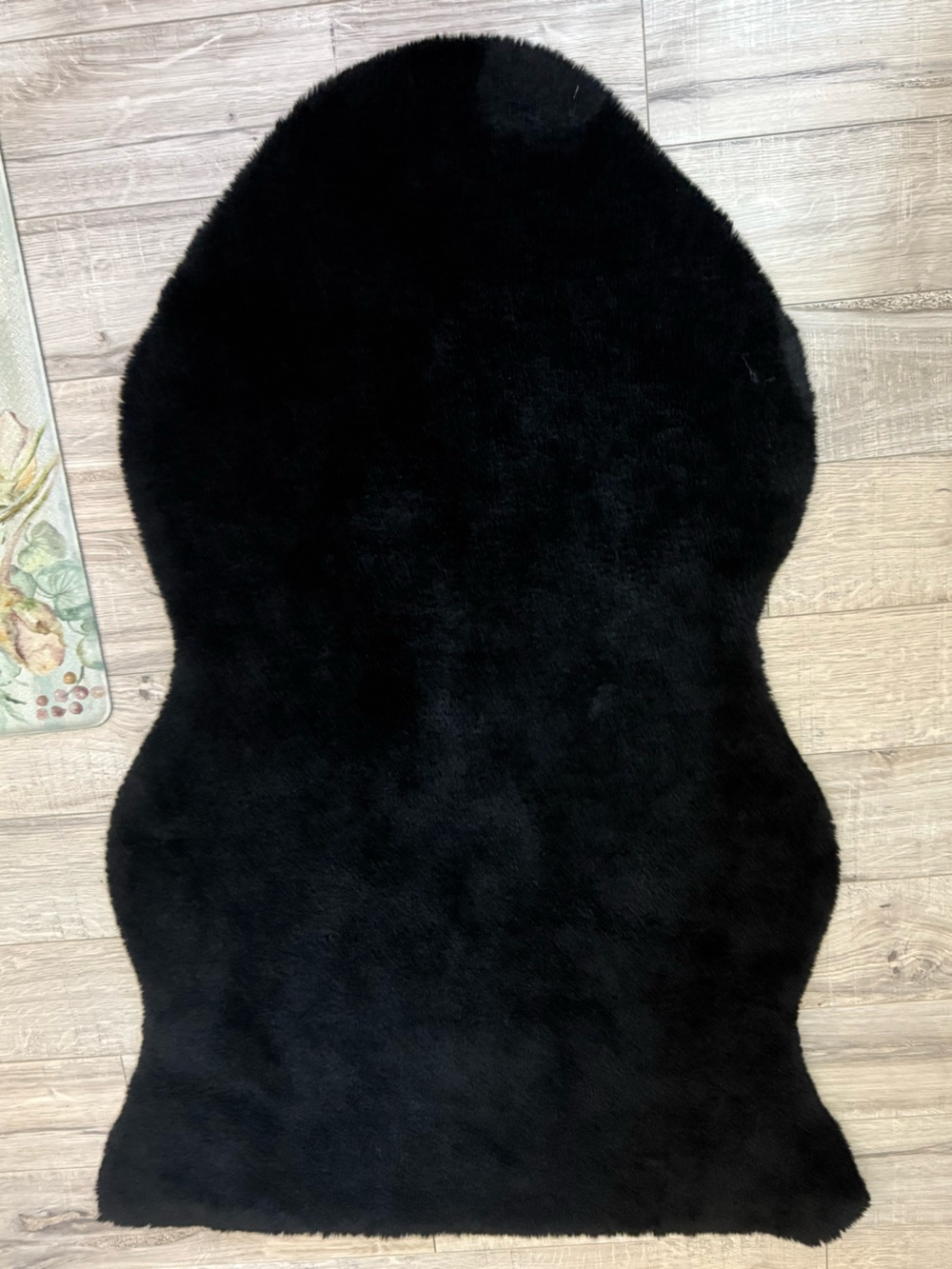 Silhouette homes rug, Black Faux Fur Accent Rug Matt soft furry black